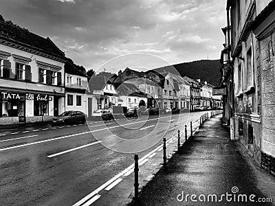 Strada LungÄƒ (The long street) in Brasov, Romania Editorial Stock Photo